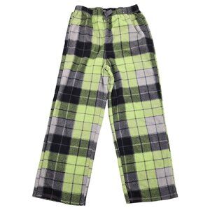 Boy's St Eve Green Grey Plaid Fleece Pajama Pants PJs Size 10 Super Soft
